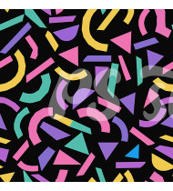 80s and 90s Seamless Pattern in Modern Flat Line Style - Hand-Drawn Vector Illustration