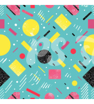 80s and 90s Seamless Pattern in Modern Flat Line Style - Hand-Drawn Vector Illustration