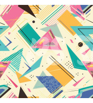 80s and 90s Seamless Pattern in Modern Flat Line Style - Hand-Drawn Vector Illustration