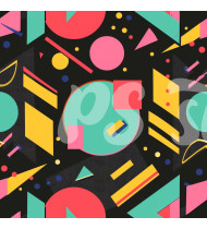 80s and 90s Seamless Pattern in Modern Flat Line Style - Hand-Drawn Vector Illustration