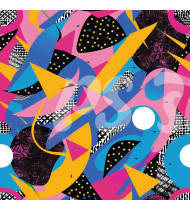 80s and 90s Seamless Pattern in Modern Flat Line Style - Hand-Drawn Vector Illustration