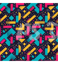 80s and 90s Seamless Pattern in Modern Flat Line Style - Hand-Drawn Vector Illustration