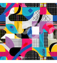 80s and 90s Seamless Pattern in Modern Flat Line Style - Hand-Drawn Vector Illustration