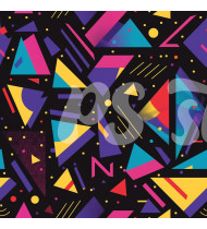 80s and 90s Seamless Pattern in Modern Flat Line Style - Hand-Drawn Vector Illustration