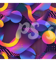 80s and 90s Seamless Pattern in Modern Flat Line Style - Hand-Drawn Vector Illustration