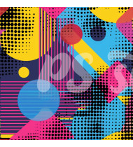 80s and 90s Seamless Pattern in Modern Flat Line Style - Hand-Drawn Vector Illustration