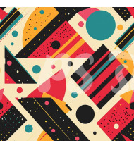 80s and 90s Seamless Pattern in Modern Flat Line Style - Hand-Drawn Vector Illustration