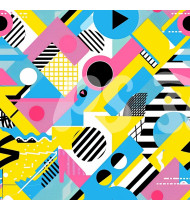 80s and 90s Seamless Pattern in Modern Flat Line Style - Hand-Drawn Vector Illustration