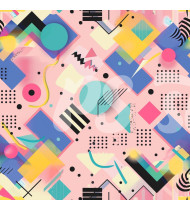 80s and 90s Seamless Pattern in Modern Flat Line Style - Hand-Drawn Vector Illustration