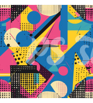 80s and 90s Seamless Pattern in Modern Flat Line Style - Hand-Drawn Vector Illustration