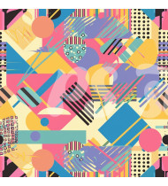 80s and 90s Seamless Pattern in Modern Flat Line Style - Hand-Drawn Vector Illustration