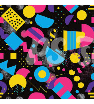 80s and 90s Seamless Pattern in Modern Flat Line Style - Hand-Drawn Vector Illustration