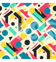 80s and 90s Seamless Pattern in Modern Flat Line Style - Hand-Drawn Vector Illustration