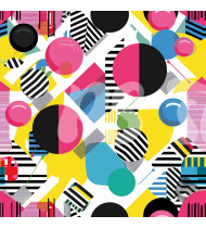 80s and 90s Seamless Pattern in Modern Flat Line Style - Hand-Drawn Vector Illustration