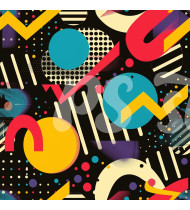 80s and 90s Seamless Pattern in Modern Flat Line Style - Hand-Drawn Vector Illustration