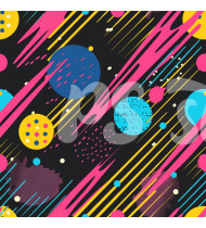 80s and 90s Seamless Pattern in Modern Flat Line Style - Hand-Drawn Vector Illustration