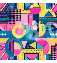 80s and 90s Seamless Pattern in Modern Flat Line Style - Hand-Drawn Vector Illustration