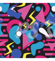 80s and 90s Seamless Pattern in Modern Flat Line Style - Hand-Drawn Vector Illustration