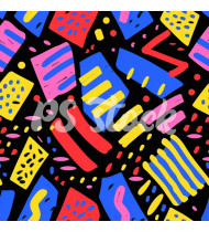 90s and 80s Seamless Pattern in Modern Flat Style - Hand-Drawn Vector Illustration