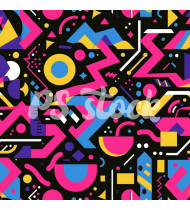 90s and 80s Seamless Pattern in Modern Flat Style - Hand-Drawn Vector Illustration