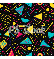 90s and 80s Seamless Pattern in Modern Flat Style - Hand-Drawn Vector Illustration