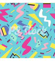 90s and 80s Seamless Pattern in Modern Flat Style - Hand-Drawn Vector Illustration