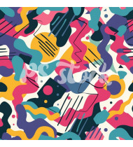 90s and 80s Seamless Pattern in Modern Flat Style - Hand-Drawn Vector Illustration