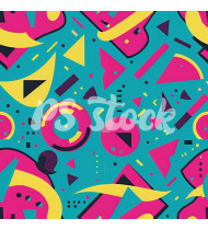 90s and 80s Seamless Pattern in Modern Flat Style - Hand-Drawn Vector Illustration