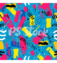 90s and 80s Seamless Pattern in Modern Flat Style - Hand-Drawn Vector Illustration