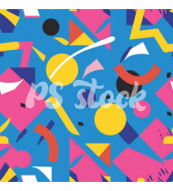 90s and 80s Seamless Pattern in Modern Flat Style - Hand-Drawn Vector Illustration