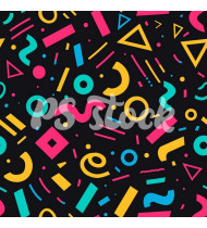 90s and 80s Seamless Pattern in Modern Flat Style - Hand-Drawn Vector Illustration