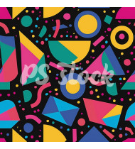 90s and 80s Seamless Pattern in Modern Flat Style - Hand-Drawn Vector Illustration