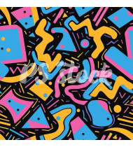 90s and 80s Seamless Pattern in Modern Flat Style - Hand-Drawn Vector Illustration