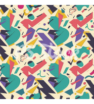 90s and 80s Seamless Pattern in Modern Flat Style - Hand-Drawn Vector Illustration