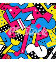 90s and 80s Seamless Pattern in Modern Flat Style - Hand-Drawn Vector Illustration