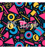 90s and 80s Seamless Pattern in Modern Flat Style - Hand-Drawn Vector Illustration