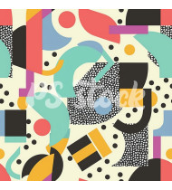 90s and 80s Seamless Pattern in Modern Flat Style - Hand-Drawn Vector Illustration