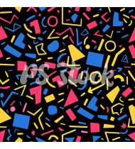 90s and 80s Seamless Pattern in Modern Flat Style - Hand-Drawn Vector Illustration