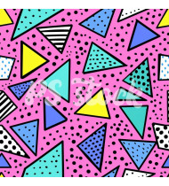 90s and 80s Seamless Pattern in Modern Flat Style - Hand-Drawn Vector Illustration