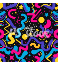 90s and 80s Seamless Pattern in Modern Flat Style - Hand-Drawn Vector Illustration