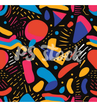 90s and 80s Seamless Pattern in Modern Flat Style - Hand-Drawn Vector Illustration