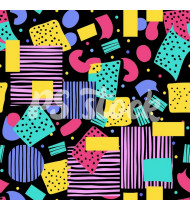 90s and 80s Seamless Pattern in Modern Flat Style - Hand-Drawn Vector Illustration