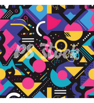 90s and 80s Seamless Pattern in Modern Flat Style - Hand-Drawn Vector Illustration