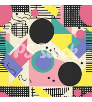 90s and 80s Seamless Pattern in Modern Flat Style - Hand-Drawn Vector Illustration