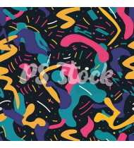 90s and 80s Seamless Pattern in Modern Flat Style - Hand-Drawn Vector Illustration