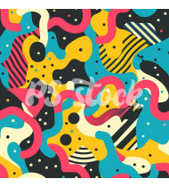 90s and 80s Seamless Pattern in Modern Flat Style - Hand-Drawn Vector Illustration