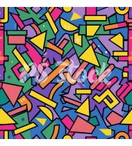 90s and 80s Seamless Pattern in Modern Flat Style - Hand-Drawn Vector Illustration