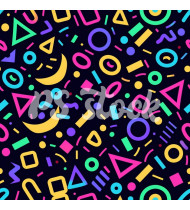 90s and 80s Seamless Pattern in Modern Flat Style - Hand-Drawn Vector Illustration