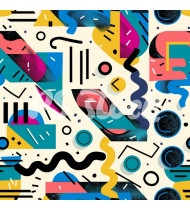 90s and 80s Seamless Pattern in Modern Flat Style - Hand-Drawn Vector Illustration