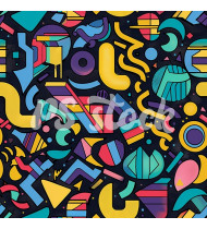 90s and 80s Seamless Pattern in Modern Flat Style - Hand-Drawn Vector Illustration